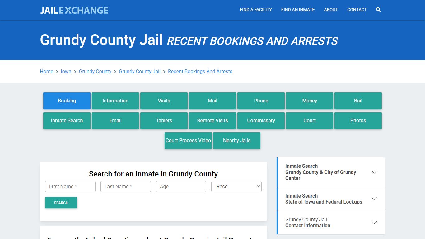 Grundy County Jail IA Recent Arrests and Bookings - Jail Exchange